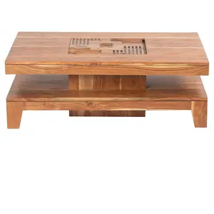 Bois et Chiffons - Table basse carrée acacia kavish marron - 100x100x40 cm T.U pas cher