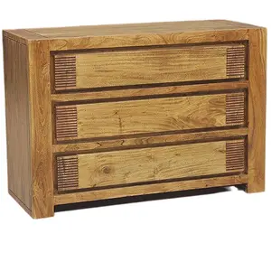 Bois et Chiffons - Commode bois strié acacia verone marron - 110x45x76 cm T.U