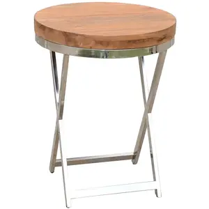Bois et Chiffons - Sellette ronde stainless marron - 45x45x55 cm T.U pas cher