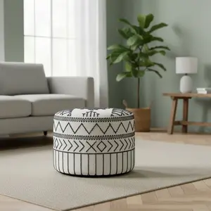 Bois et Chiffons - Pouf tribal 45 cm de haut  Acacia M&M offer T.UVendu parrue-du-commerce