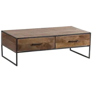 BOIS & CHIFFONS Table basse 2 tiroirs Manguier Stockholm pas cher