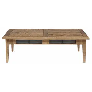 Bois et Chiffons - Table basse 4 tiroirs manguier farm brun/miel - 130x80x40 cm T.U pas cher