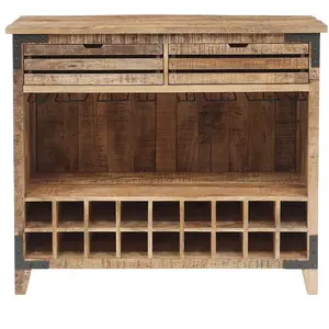 Bois et Chiffons - Meuble bar 2 tiroirs manguier farm brun/miel - 115x... pas cher