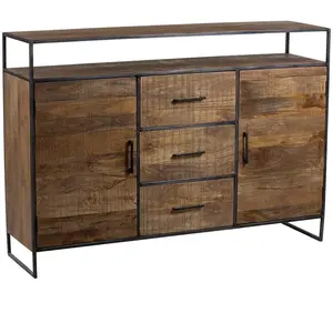 Bois et Chiffons - Buffet 2 portes 3 tiroirs manguier stockholm nature... pas cher