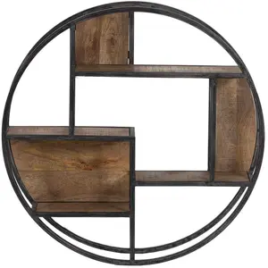 Etagere bois metal ronde Manguier Stockholm pas cher