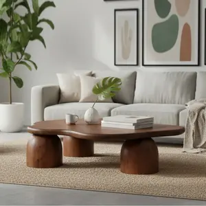 Bois & Chiffons - Table basse Kaith marron - 116x110x30 cm OS pas cher