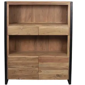 Bois & Chiffons - Buffet haut 2 portes 2 tiroirs acacia bunting marron...