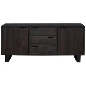 Bois et Chiffons - Buffet 2 portes 3 tiroirs en acacia massif et métal...