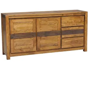 Bois et Chiffons - Buffet 2 portes 3 tiroirs acacia tatoo ebene - 170x...