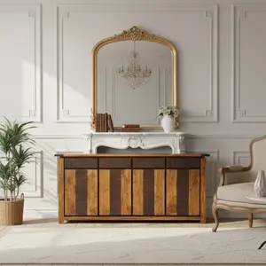 Bois et Chiffons - Buffet 4 Portes 4 Tiroirs  Acacia Moon T.U pas cher