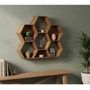 Bois et Chiffons - Petite étagère hexagonale  Mango M&M offre T.U pas cher