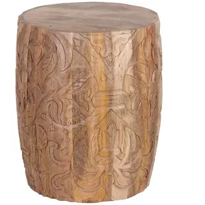 Bois et Chiffons - Bout de canapé sculpté marudai naturel - D.46x56 cm... pas cher