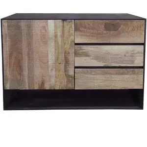 Bois et Chiffons - Petit buffet design bois bicolore manguier kabir na... pas cher