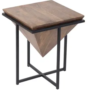 Bois et Chiffons - Bout de canapé bois et métal acacia sirocco marron - 40x40x50 cm T.U pas cher