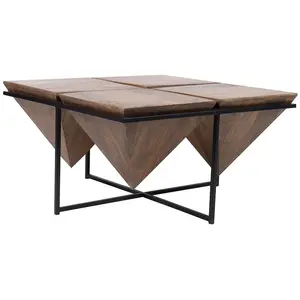 Table basse pyramide bois et métal Acacia Sirocco pas cher