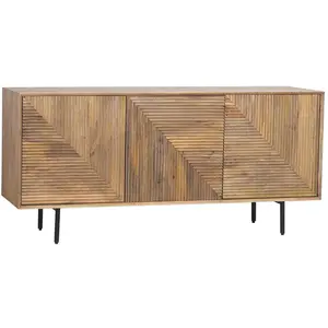 Bois & Chiffons - Buffet bas bois sculpté motif géométrique manguier m... pas cher