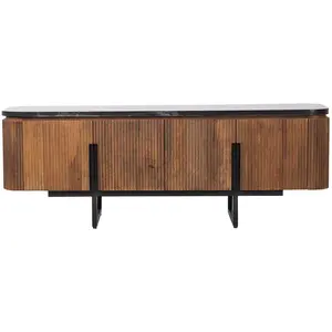 Meuble TV Kfir Bois & Chiffons Manguier et Marbre pas cher