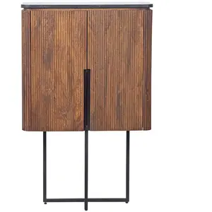 Bois et Chiffons - Buffet haut plateau marbre noir manguier kfir natur... pas cher