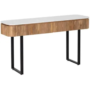 Bois & Chiffons - Console 2 tiroirs plateau marbre blanc  Manguier Kfi...