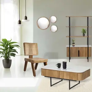 Bois & Chiffons - Table basse plateau marbre blanc Manguier Kfir II OS pas cher