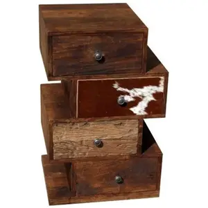 BOIS & CHIFFONS Chiffonnier Zig Zag multi-matériaux peau de vache  Manguier Kara TU pas cher