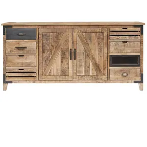 Bois et Chiffons - Buffet 2 portes 8 tiroirs manguier farm brun/miel -... pas cher