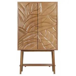 Bois et Chiffons - Buffet haut sculpté 2 portes manguier floria marron... pas cher