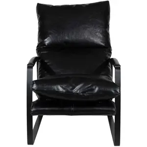 Bois et Chiffons - Fauteuil cuir damo noir- 63x99x99 cm T.U