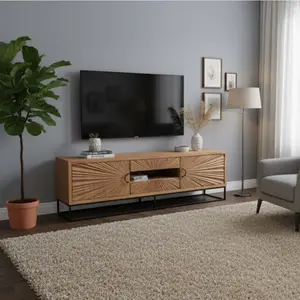 Bois et Chiffons - Meuble TV 2 portes 2 tiroirs  Manguier Solaris T.UVendu parrue-du-commerce