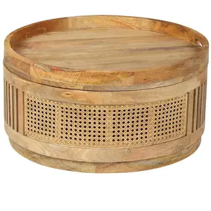 BOIS & CHIFFONS Set de 2 tables basses manguier et cannage  Offre M&M TUVendu parrue-du-commerce