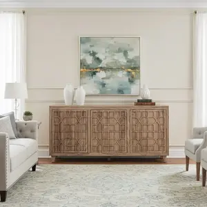 Bois & Chiffons - Buffet 3 Portes Acacia Punjab-II jaune/doré - 170x45... pas cher