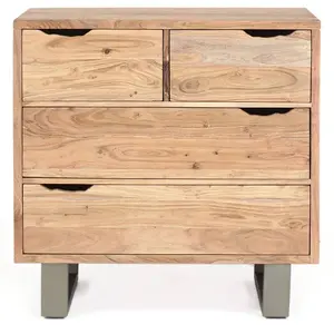 Bois et Chiffons - Commode 4 tiroirs en massif acacia forest brut - 85x45x85 cm T.U
