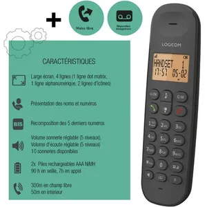 Comparateur de prix : Logicom Téléphone fixe DECT ILOA 155T SOLO Noir TU