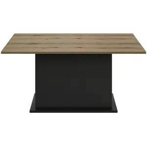 Gami Table extensible effet bois chêne avec pied central noir pas cher