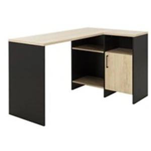 Bureau d'angle 3 niche - GAMI - Leicester - Décor chêne et noir