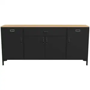 Buffet 4 portes+1 tiroir MANCHESTER coloris imitation bois et noir pas cher