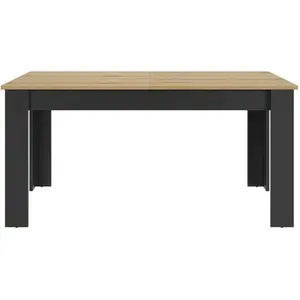 GAMI DIAGONE Table à manger rectangulaire 1 allonge MANCHESTER Noir pas cher