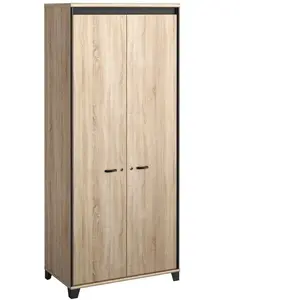 CALICOSY Armoire 2 portes - Industriel - Décor Bois - Mambo - GamiVendu parcamif