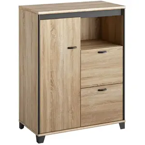 Comparateur de prix : Rangement 1 porte 2 tiroirs - Industriel Mambo - Décor Bois - Gami