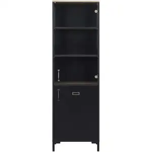 Vitrine 1 porte MANCHESTER colors noir/imitation chêne HelveziaVendu parconforama