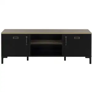 Banc TV 136 cm MANCHESTER coloris noir/chêne pas cher