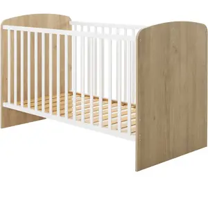 Galipette Basile Lit Bébé Évolutif Châtaignier naturel et Blanc pas cher