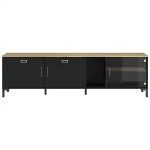 Meuble Tv 190cm MANCHESTER coloris noir/chêne pas cher