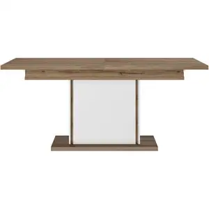Table extensible 160 cm OTELLO coloris blanc/imitation chêne Helvezia pas cher