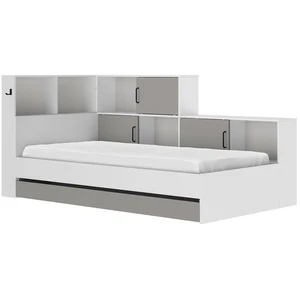 Comparateur de prix : GAMI Erwan Lit enfant avec rangements - Décor blanc et gris- 90 x 200 cm