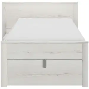 Lit avec rangement 90x190/200 cm LUGANO coloris bois clair pas cher
