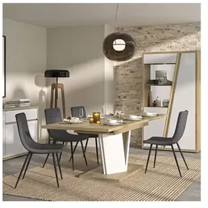 Gami Table rectangle extensible effet bois chêne mat blanc 812 couverts pas cher