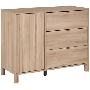 Comparateur de prix : Galipette Commode calypso 3 tiroirs 1 porte effet bois chêne doré effet claustra