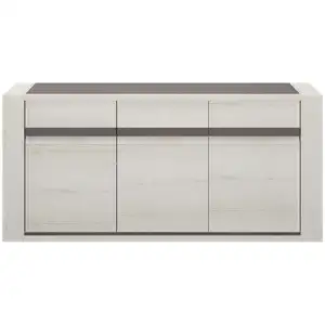 GAMI Buffet 3 portes 190cm effet bois chêne avec tablettes pas cher