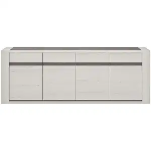 Buffet 4 portes MARCEAU coloris blanc pas cher